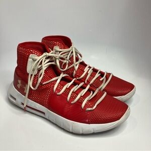 Under Armour HOVR red & white hightop sneakers‎ size 12